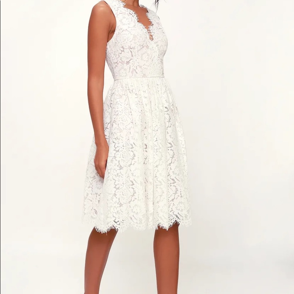 White lace dress Lulu’s XL v neck wedding